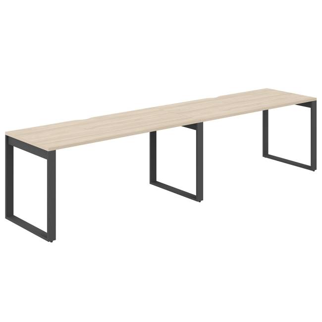 AG.176.AR.V.72.AN / Рабочая станция s-b-s 3200х700х750 / профиль О-образный: 70х20 антрацит; столешница с вырезом; столешница: акация равелло