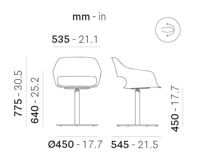 Кресло офисное вращающееся Babila 535х545х775 мм