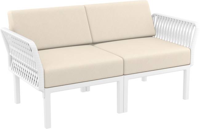 Диван пластиковый двухместный с подушками Portofino Lounge белый, бежевый 1600х800х690 мм Диван пластиковый двухместный с подушками Portofino Lounge белый, бежевый 1600х800х690 мм