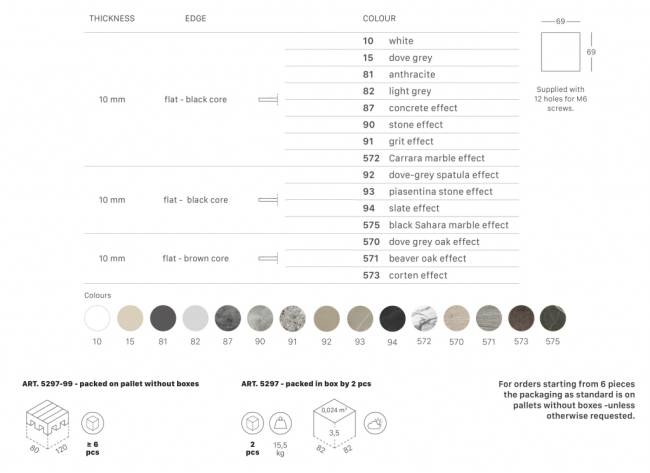 Столешница квадратная Compact Laminate для подстолья Nemo, Domino, Tiffany, Cross белый 800х800х10 мм
