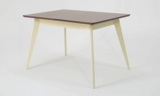 Стол Сканди 120 слоновая кость/орех со стульями Франк орех велюр коричневый