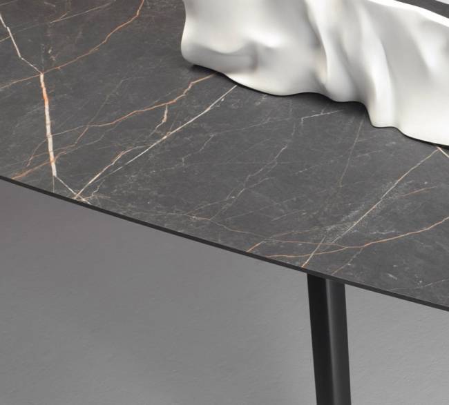 Стол ламинированный Squid черный, черный мрамор Сахара 2990х1200х730 мм