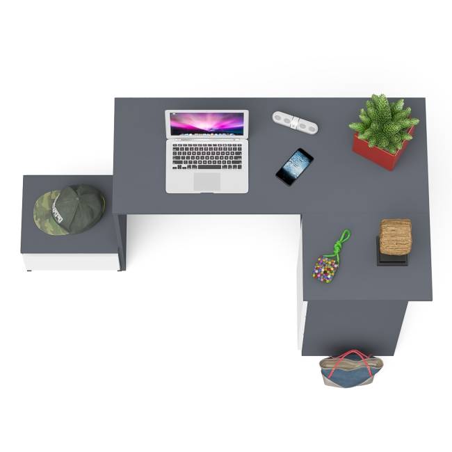 Угловой компьютерный стол Мори МС-16 правый с тумбой ТМП400 цвет графит/белый