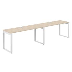 AG.173.AR.L.72.WH / Рабочая станция s-b-s 3200х600х750 / профиль О-образный: 70х20 белый; лючок: серебро; столешница: акация равелло