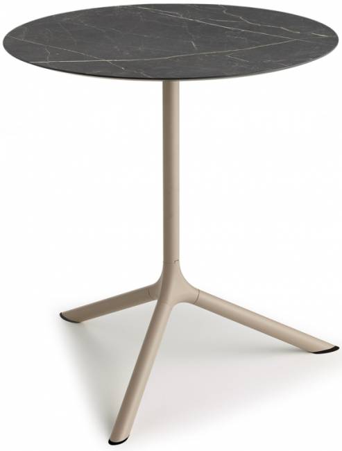 Стол ламинированный обеденный Tripe Maxi тортора, черный мрамор Сахара Ø800х740 мм