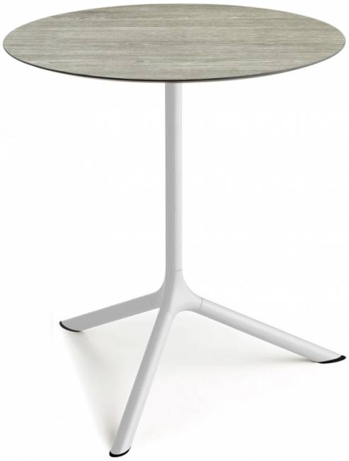 Стол ламинированный обеденный складной Tripe Maxi Folding белый, состаренный серый дуб Ø800х740 мм