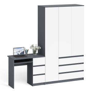 Стол компьютерный МС-6 правый и шкаф-комод с дверкой МШ-1200-1 Мори цвет графит/белый