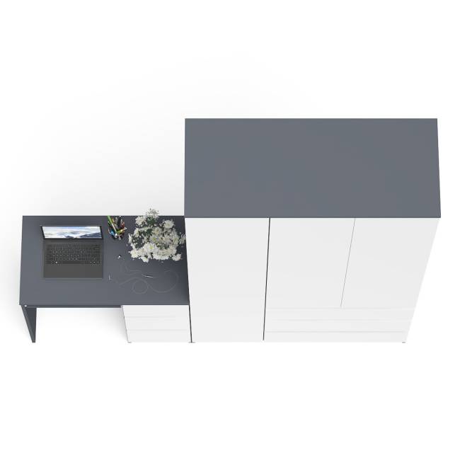 Стол компьютерный МС-6 правый и шкаф-комод с дверкой МШ-1200-1 Мори цвет графит/белый