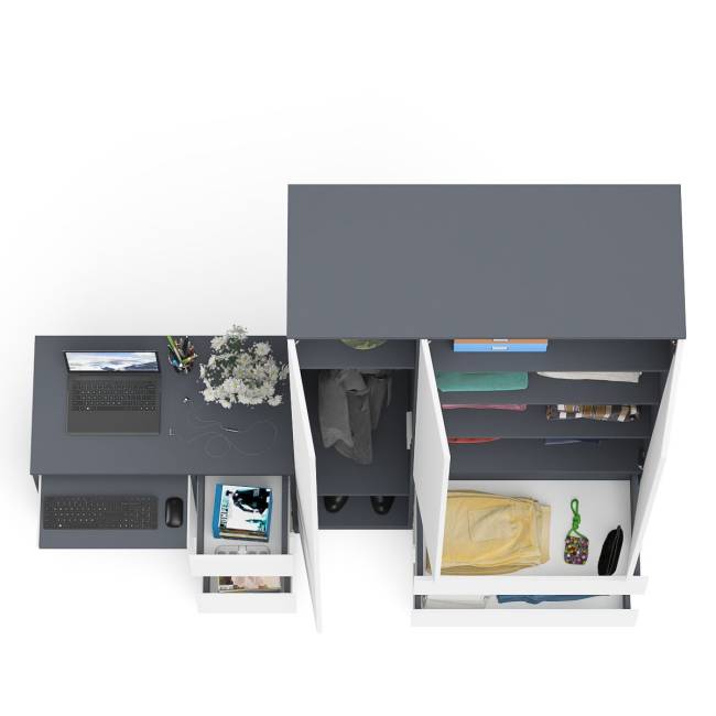 Стол компьютерный МС-6 правый и шкаф-комод с дверкой МШ-1200-1 Мори цвет графит/белый
