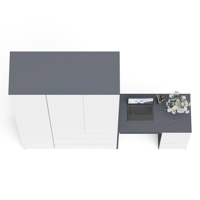 Стол компьютерный МС-6 правый и шкаф-комод с дверкой МШ-1200-1 Мори цвет графит/белый