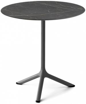 Стол ламинированный обеденный Tripe антрацит, черный мрамор Сахара Ø700х740 мм