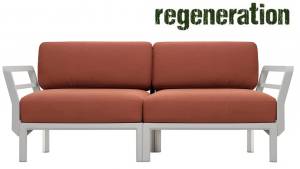 Диван пластиковый с подушками Maximo 2 гипс, корица 1860х940х790 мм