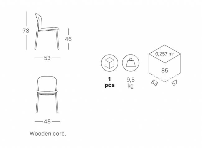 Стул с обивкой Finn матовый никель, синий 480х530х780 мм
