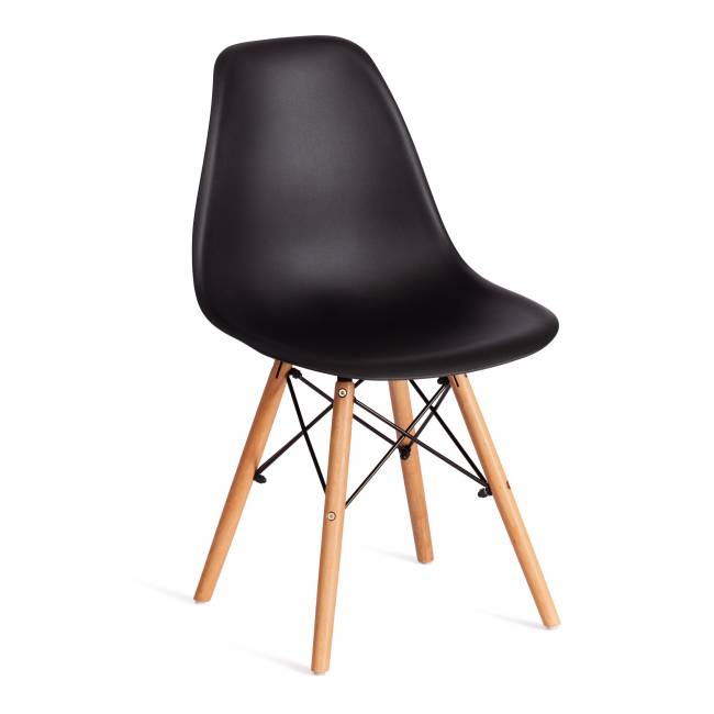 Стул CINDY (EAMES) (mod. 1801) / 1 шт. в упаковке дерево бук/металл/сиденье пластик, 45x51x82 см, Black (черный) Black (черный) дерево бук/металл/сиденье пластик