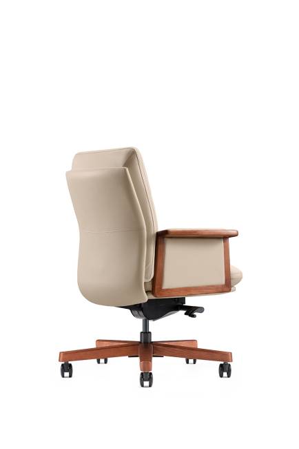Кресло офисное / Вивальди  LB  / Vivaldi LB / бежевая кожа / деревянная крестовина