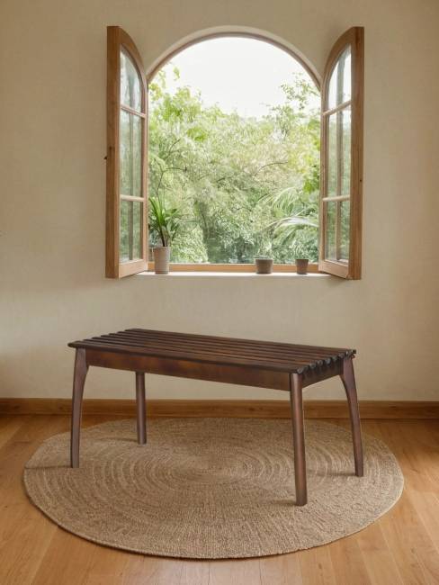 Скамья для прихожей массив, каркас орех