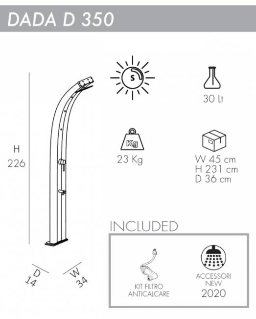 Душ солнечный Dada D 350 140х340х2260 мм Душ солнечный Dada D 350 140х340х2260 мм