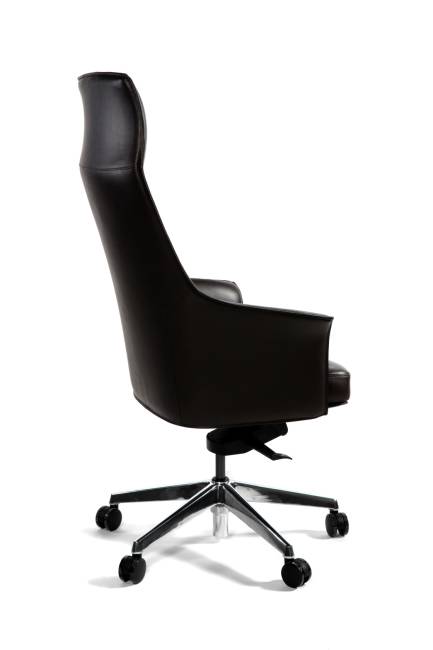 Кресло офисное / Бордо / темно-коричневая экокожа / алюминиевая крестовина