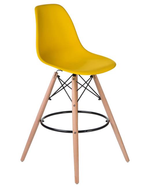Стул барный LMZL-PP623G, ножки светлый бук, цвет сиденья жёлтый