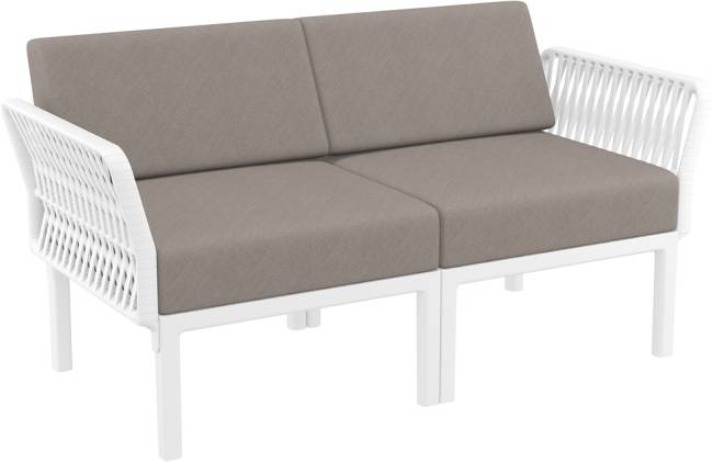 Диван пластиковый двухместный с подушками Portofino Lounge белый, светло-коричневый 1600х800х690 мм Диван пластиковый двухместный с подушками Portofino Lounge белый, светло-коричневый 1600х800х690 мм