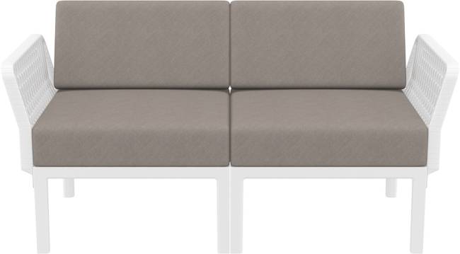 Диван пластиковый двухместный с подушками Portofino Lounge белый, светло-коричневый 1600х800х690 мм Диван пластиковый двухместный с подушками Portofino Lounge белый, светло-коричневый 1600х800х690 мм