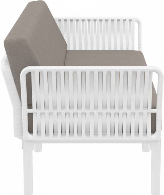 Диван пластиковый двухместный с подушками Portofino Lounge белый, светло-коричневый 1600х800х690 мм Диван пластиковый двухместный с подушками Portofino Lounge белый, светло-коричневый 1600х800х690 мм