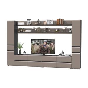 Мебельная стенка Сидней № 124 цвет антрацит/МДФ веллюто капучино