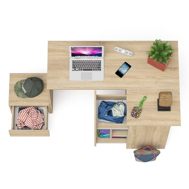 Угловой компьютерный стол Мори МС-16 правый с тумбой ТМП400 цвет дуб сонома