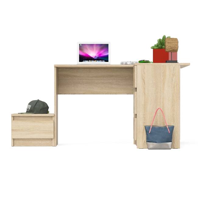 Угловой компьютерный стол Мори МС-16 правый с тумбой ТМП400 цвет дуб сонома