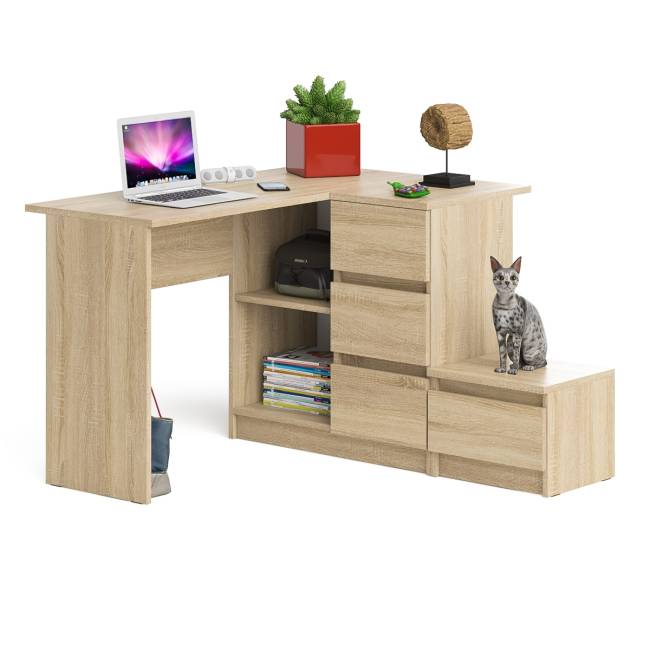 Угловой компьютерный стол Мори МС-16 правый с тумбой ТМП400 цвет дуб сонома