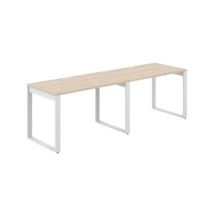 AG.174.AR.L.72.WH / Рабочая станция s-b-s 2400х700х750 / профиль О-образный: 70х20 белый; лючок: серебро; столешница: акация равелло