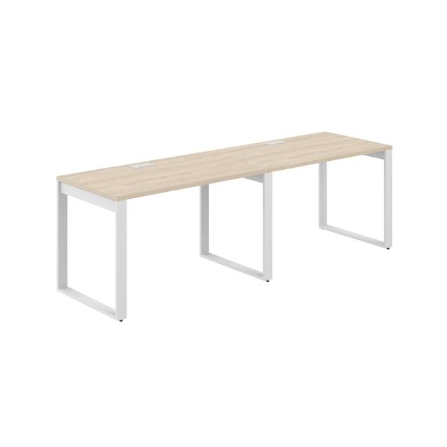 AG.174.AR.L.72.WH / Рабочая станция s-b-s 2400х700х750 / профиль О-образный: 70х20 белый; лючок: серебро; столешница: акация равелло