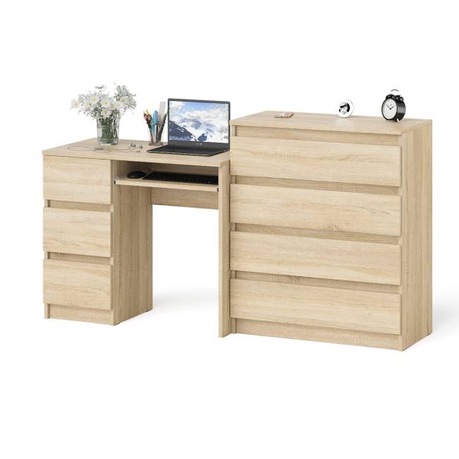 Стол компьютерный МС-6 левый с комодом МК800.4 Мори цвет дуб сонома
