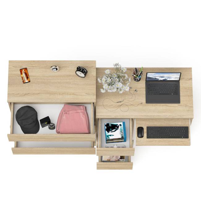 Стол компьютерный МС-6 левый с комодом МК800.4 Мори цвет дуб сонома