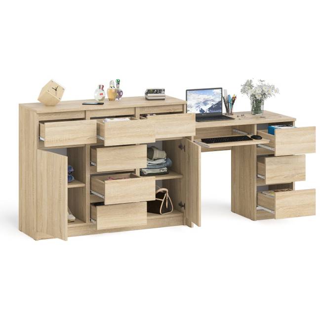 Комод-тумба Мори 1200 и компьютерный стол Мори МС-6 правый цвет дуб сонома