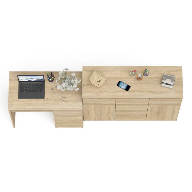 Комод-тумба Мори 1200 и компьютерный стол Мори МС-6 правый цвет дуб сонома