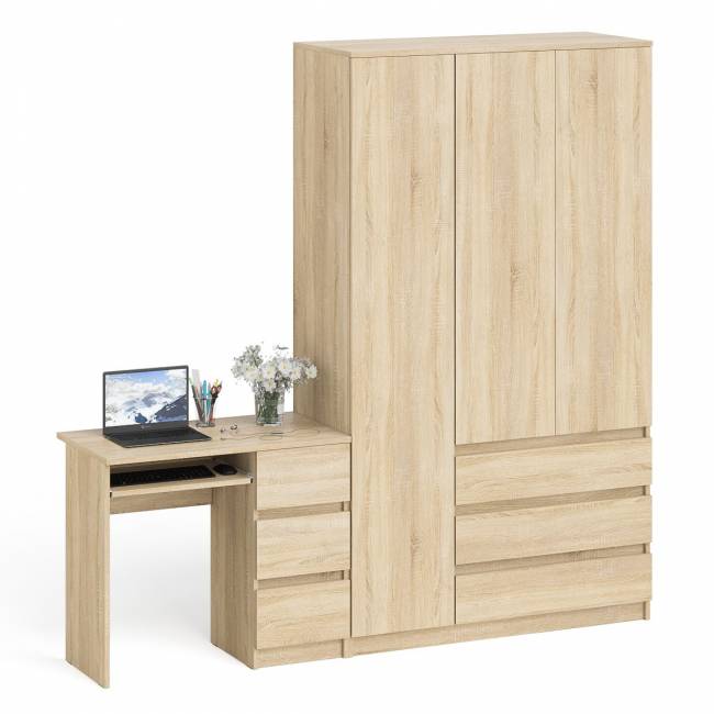Стол компьютерный МС-6 правый и шкаф-комод с дверкой МШ-1200-1 Мори цвет дуб сонома
