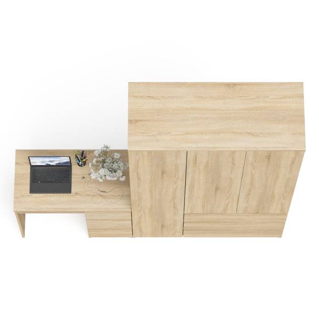 Стол компьютерный МС-6 правый и шкаф-комод с дверкой МШ-1200-1 Мори цвет дуб сонома