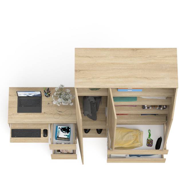 Стол компьютерный МС-6 правый и шкаф-комод с дверкой МШ-1200-1 Мори цвет дуб сонома