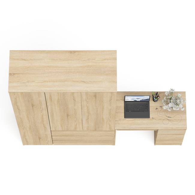 Стол компьютерный МС-6 правый и шкаф-комод с дверкой МШ-1200-1 Мори цвет дуб сонома