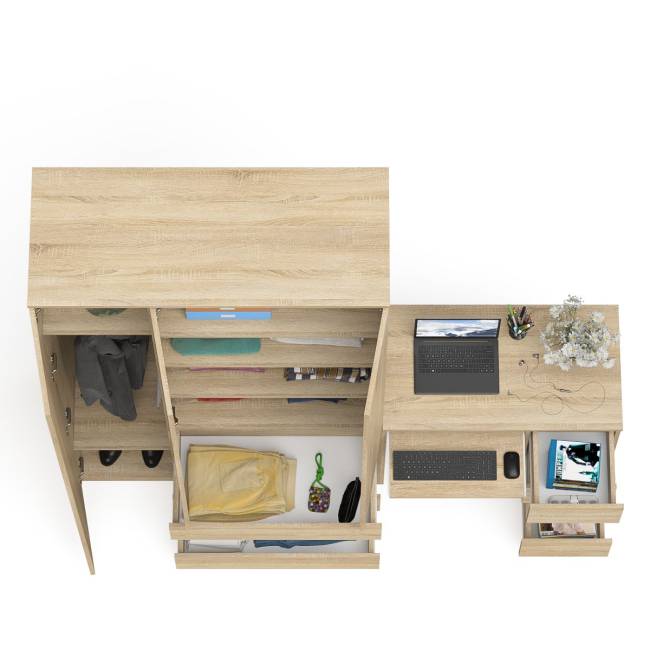 Стол компьютерный МС-6 правый и шкаф-комод с дверкой МШ-1200-1 Мори цвет дуб сонома
