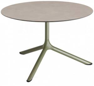 Столик ламинированный кофейный Tripe Maxi оливковый, тортора шпатель Ø800х510 мм