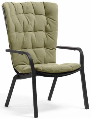 Лаунж-кресло пластиковое с подушкой Folio антрацит, зеленый 720х810-925х1130-1065 мм