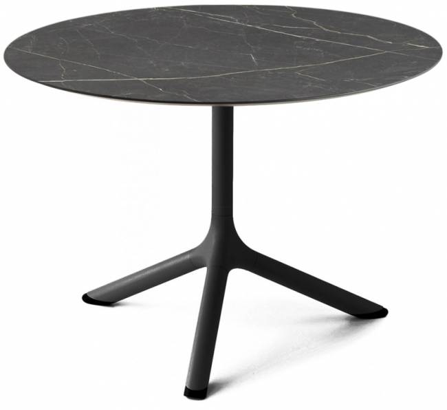 Столик ламинированный кофейный Tripe черный, черный мрамор Сахара Ø700х510 мм