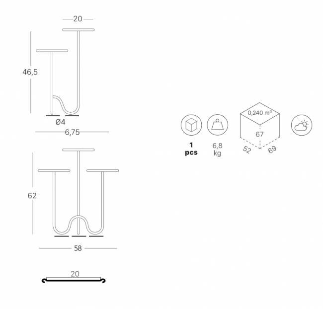 Подставка для цветов напольная Mimosa нефтяной синий 580х420х620 мм Подставка для цветов напольная Mimosa нефтяной синий 580х420х620 мм