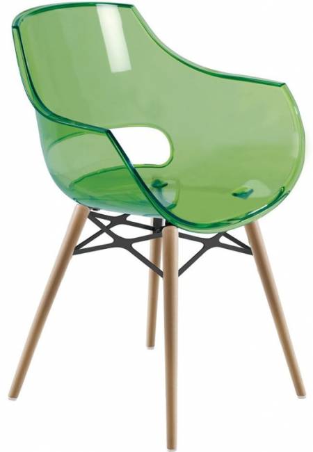 Кресло прозрачное Opal Wox Beech натуральный, зеленый 590х590х820 мм