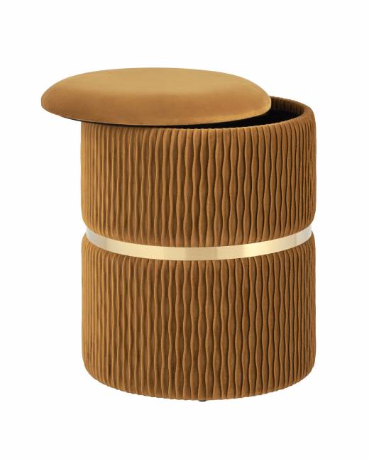 Пуф Джесси с ящиком велюр горчичный