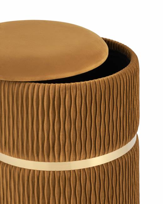 Пуф Джесси с ящиком велюр горчичный