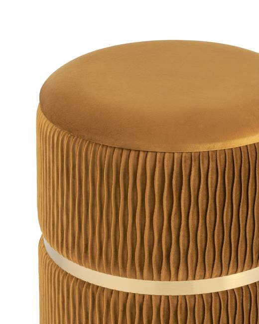 Пуф Джесси с ящиком велюр горчичный