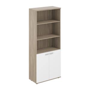 SG.851.OD.WH / Шкаф высокий полуоткрытый 800х400х1955, 2-х дв, з.ст ЛДСП 16 мм / корпус: дуб темный; фасады: белый
